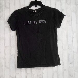 girl's black and white just be nice T-shirt
